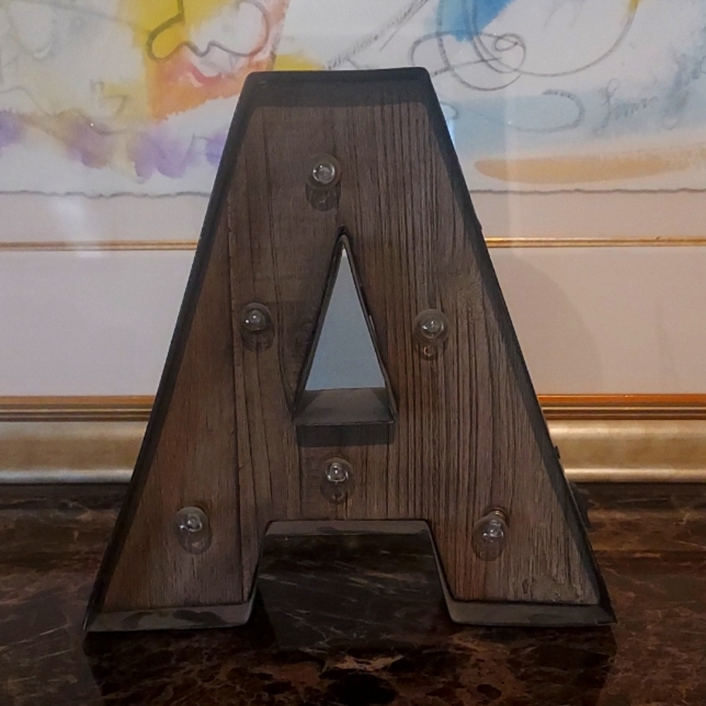 Rustic letter A lamp
